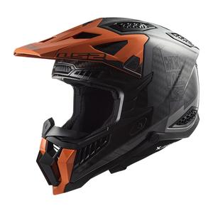 Cască de motocros LS2 MX703 X-Force Victory Titanium negru-portocaliu