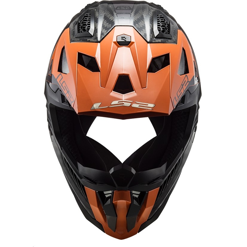 Cască de motocros LS2 MX703 X-Force Victory Titanium negru-portocaliu