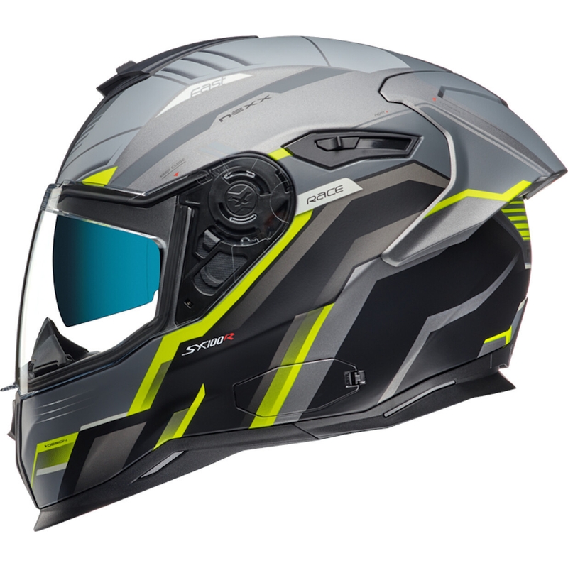 Cască integrală pentru motociclete NEXX SX.100R Gridline gri-galben-fluo lichidare