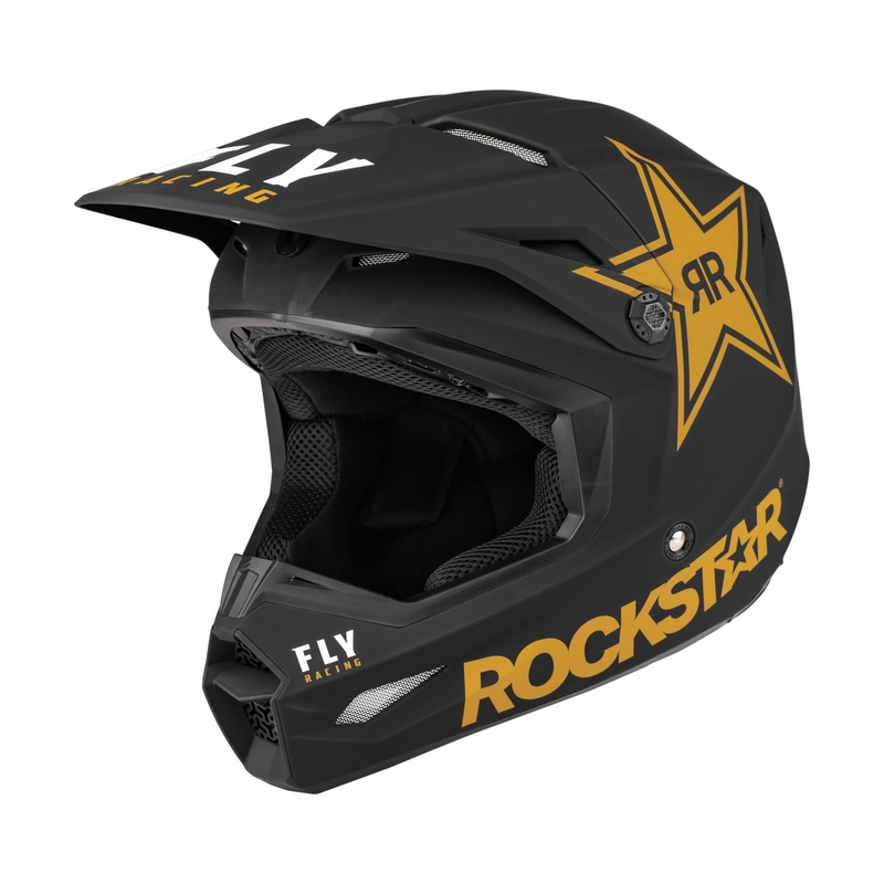Cască de motocros FLY Racing Kinetic Rockstar negru-auriu