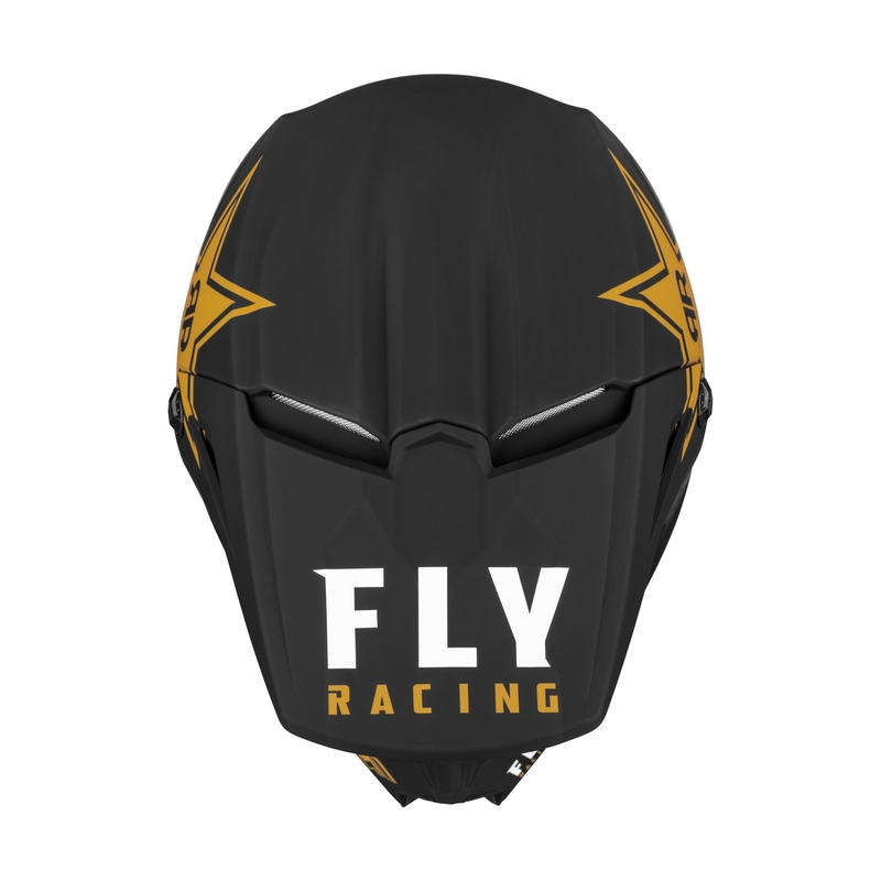 Cască de motocros FLY Racing Kinetic Rockstar negru-auriu