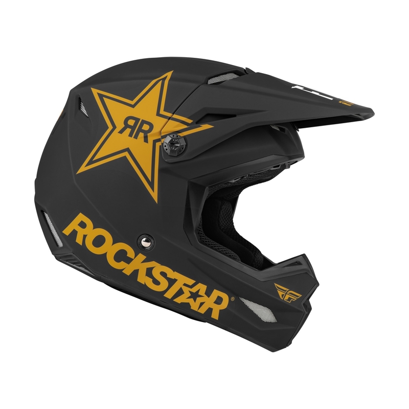 Cască de motocros FLY Racing Kinetic Rockstar negru-auriu