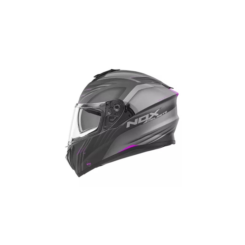 Cască integrală pentru motociclete NOX N918 Upside negru-gri-roz