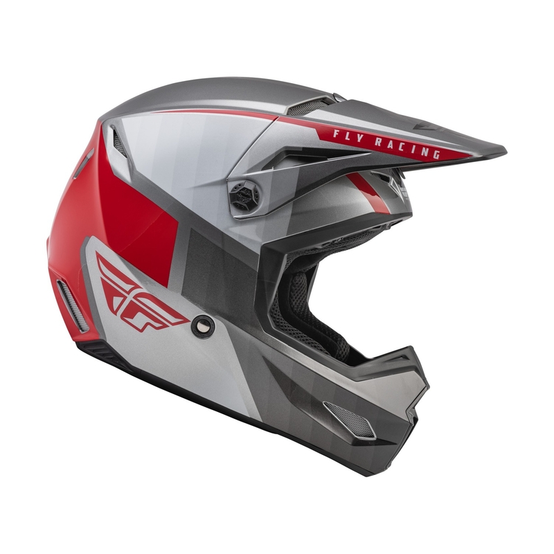 Cască de motocros FLY Racing Kinetic Drift gri-roșu