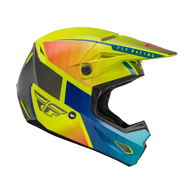Cască de motocros FLY Racing Kinetic Drift albastru-fluo-galben-gri