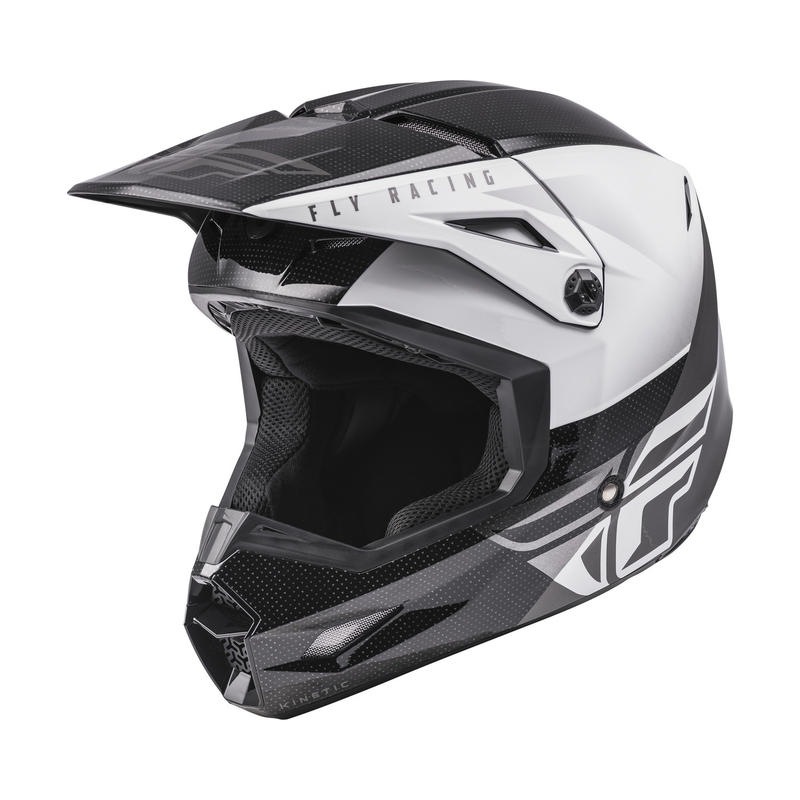 Motocross Casca FLY Racing Kinetic Straight negru și alb lichidare