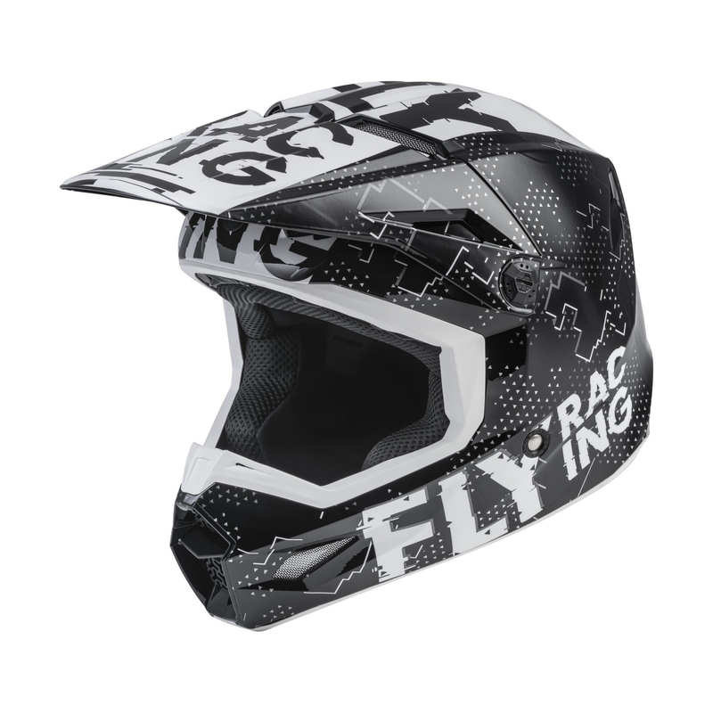 Cască de motocross pentru copii FLY Racing Kinetic Scan negru și alb