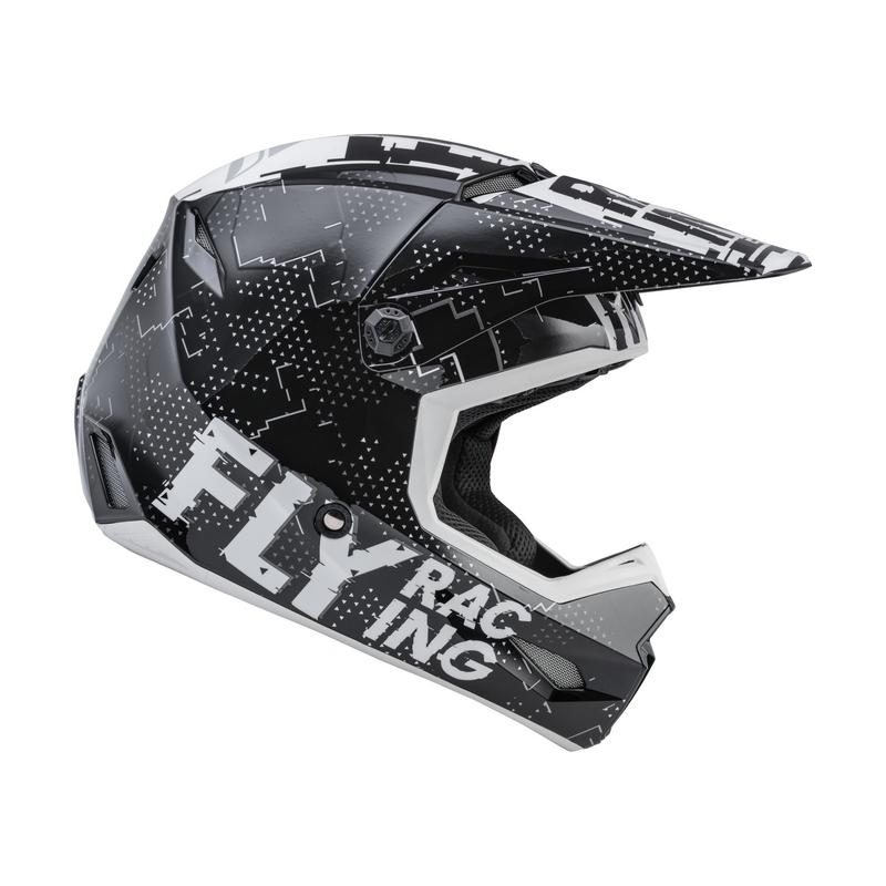 Cască de motocross pentru copii FLY Racing Kinetic Scan negru și alb