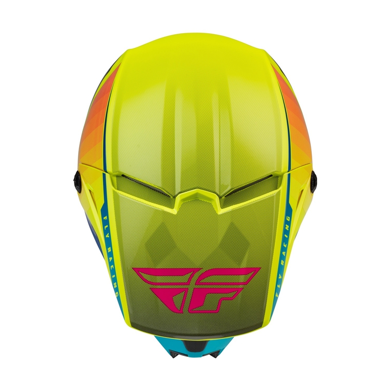 Cască de motocross pentru copii FLY Racing Kinetic Drift albastru-fluo-galben-gri