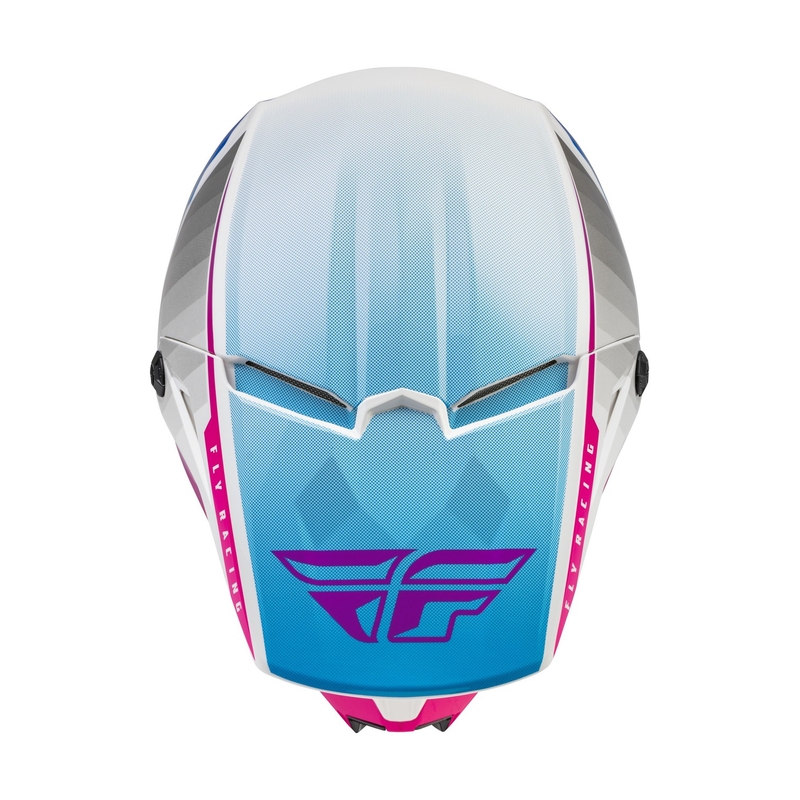 Cască de motocross pentru copii FLY Racing Kinetic Drift roz-alb-albastru