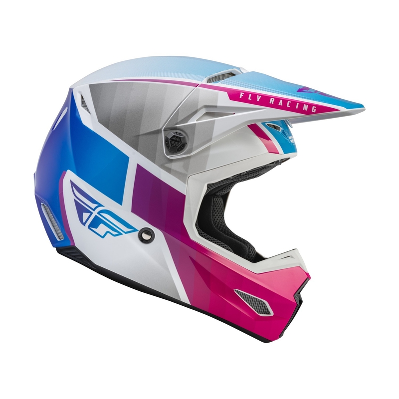 Cască de motocross pentru copii FLY Racing Kinetic Drift roz-alb-albastru