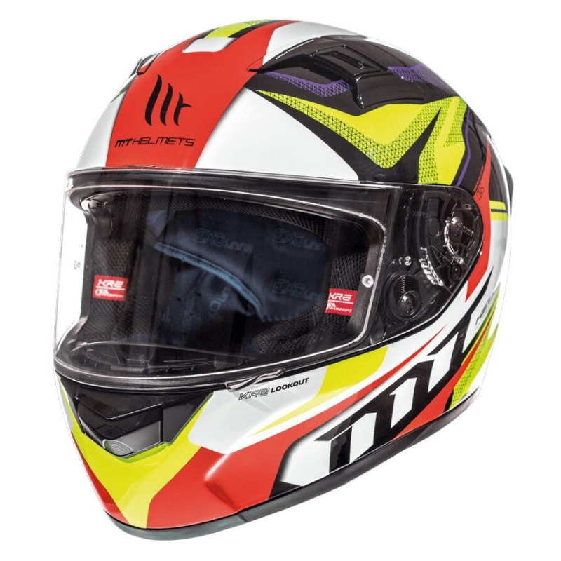 MT Kre Lookout cască de motocicletă integrală roșu-fluo galben