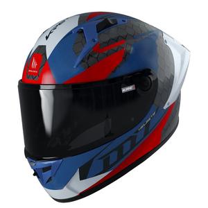 Cască de motociclist integrală MT FF103PLUSC KRE+ Carbon Projectile D7 gri-alb-albastru-roșu-albastru