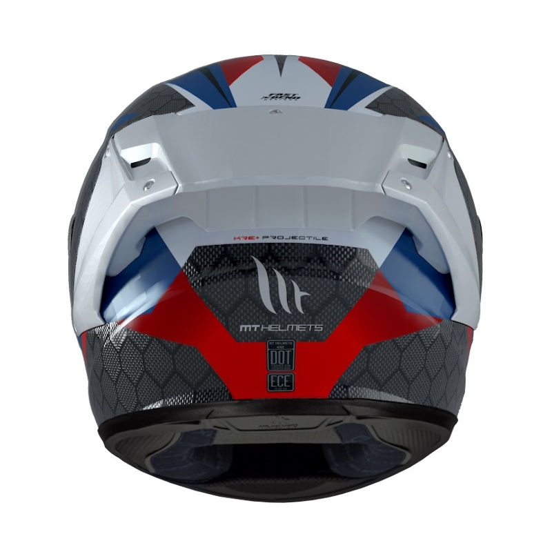 Cască de motociclist integrală MT FF103PLUSC KRE+ Carbon Projectile D7 gri-alb-albastru-roșu-albastru