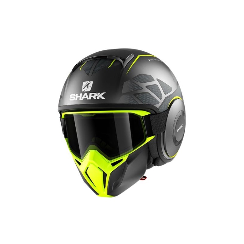 Cască deschisă SHARK STREET DRAK Tribute RM negru-gri-fluo-galben