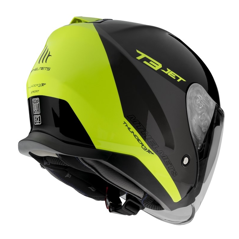 Cască de motocicletă deschisă MT OF504SV Thunder 3 SV Jet Xpert C3 negru-galben-fluo
