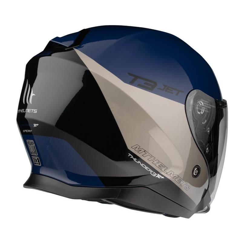 Cască de motocicletă deschisă MT OF504SV Thunder 3 SV Jet Xpert A17 argintiu-albastru