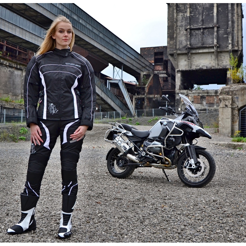 Costum de motocicletă pentru femei RSA SW-01 alb - 2 bucăți lichidare