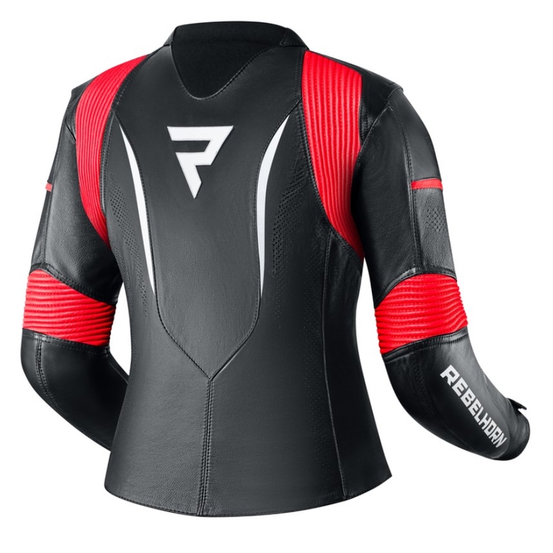 Jachetă de motocicletă pentru femei Rebelhorn Rebel Rebel Black-White-Fluo Red