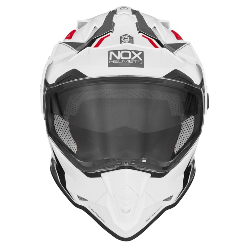 Cască de enduro NOX N312 BLOCK 2022 gri-roșu-alb výprodej lichidare