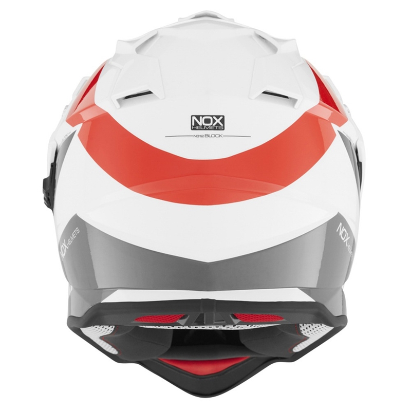 Cască de enduro NOX N312 BLOCK 2022 gri-roșu-alb výprodej lichidare