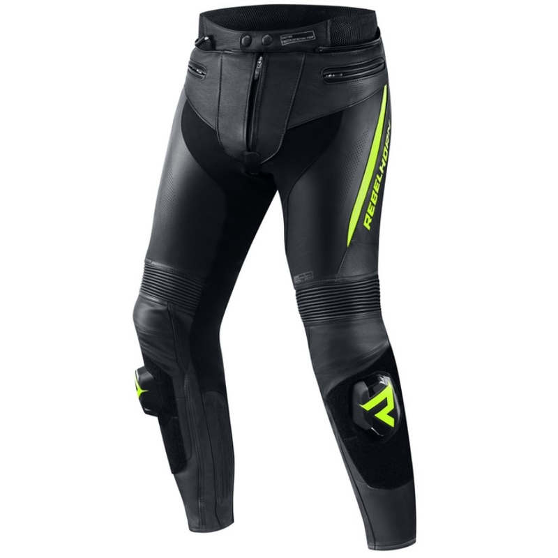 Pantaloni de motocicletă Rebelhorn Fighter negru-galben-fluo lichidare