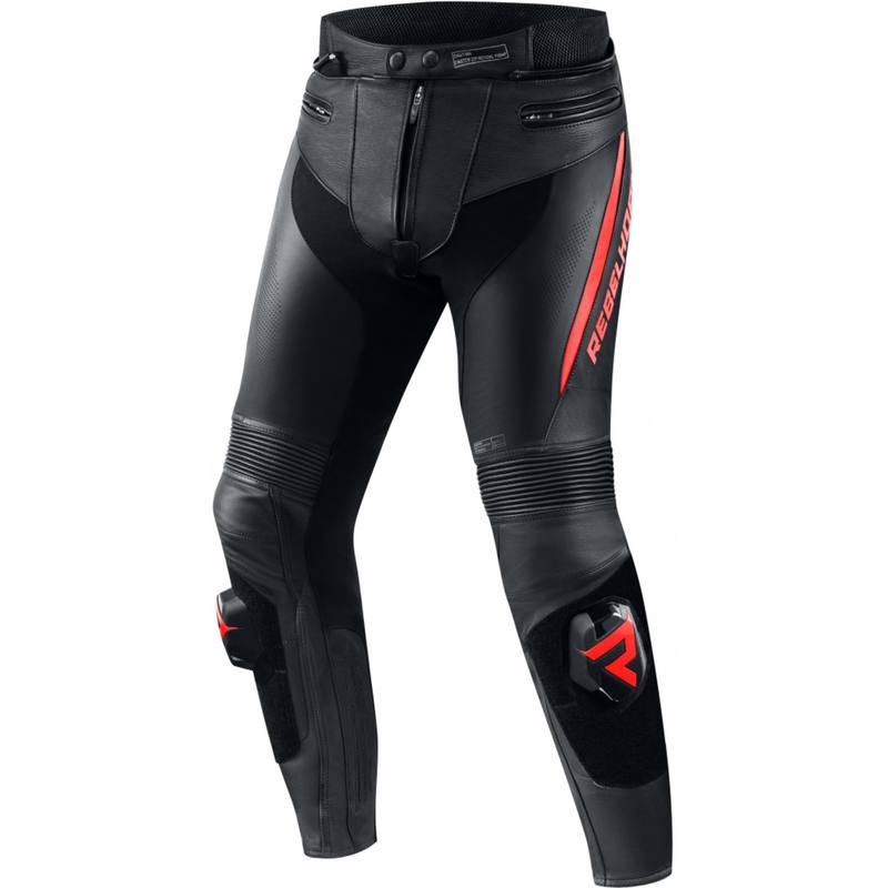 Pantaloni de motocicletă Rebelhorn Fighter Black-Fluo Red lichidare