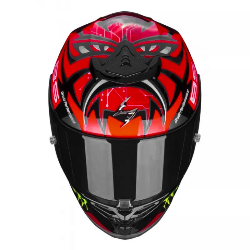 Cască de motocicletă integrală Scorpion EXO-R1 Air Fabio Quartararo Monster Replica negru-fluo roșu lucios