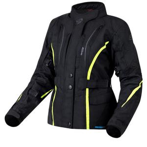Jachetă de motocicletă Ozone Sahara Black-Fluo Yellow pentru femei