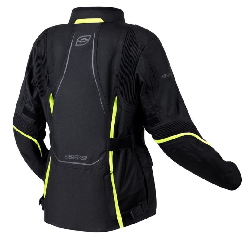 Jachetă de motocicletă Ozone Sahara Black-Fluo Yellow pentru femei lichidare