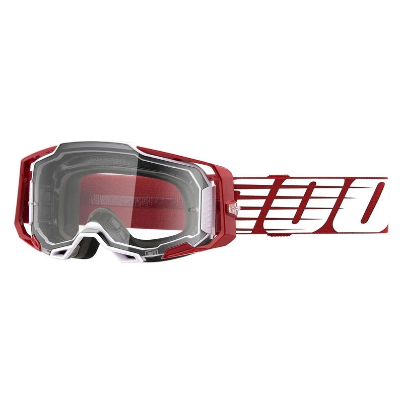 Ochelari de motocros 100% ARMEGA Oversized Deep red (plexi transparent)