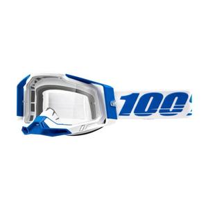 Ochelari de motocros 100% RACECRAFT 2 Isola albastru și alb (plexi transparent)