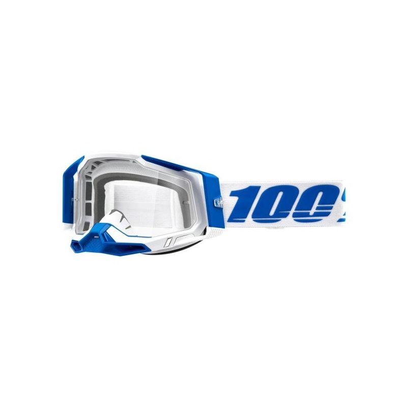 Ochelari de motocros 100% RACECRAFT 2 Isola albastru și alb (plexi transparent)