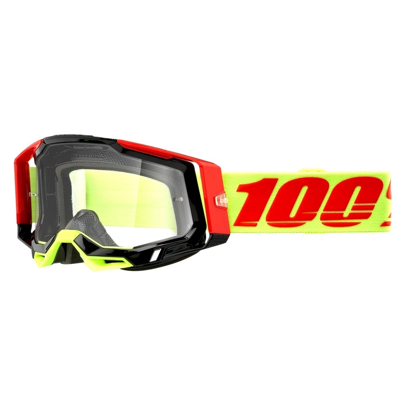 Ochelari de motocros 100% RACECRAFT 2 Wiz roșu-galben (plexi transparent)