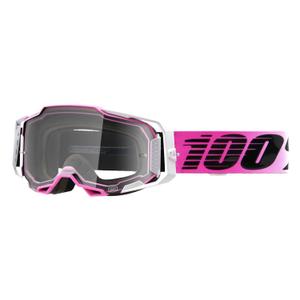 Ochelari de motocros 100% ARMEGA Harmony negru-alb-roz (plexi transparent)