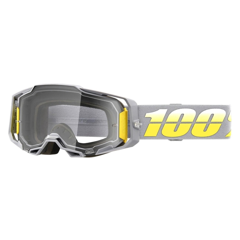 Ochelari de motocros 100% ARMEGA Complex galben-gri (plexi transparent)