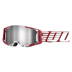 Ochelari de motocros 100% ARMEGA Oversized Deep white-red (plexi argintiu)
