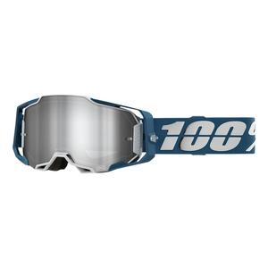 Ochelari de motocros 100% ARMEGA Albar gri-albastru (plexi argintiu)