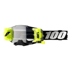 Ochelari de motocros 100% ARMEGA FORECAST alb-negru-galben-fluo (plexi transparent)