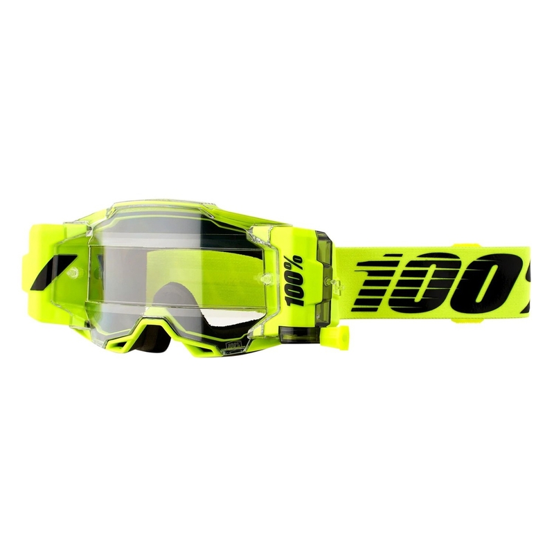 Ochelari de motocros 100% ARMEGA FORECAST Nuclear Citrus negru-fluo galben (plexi transparent)