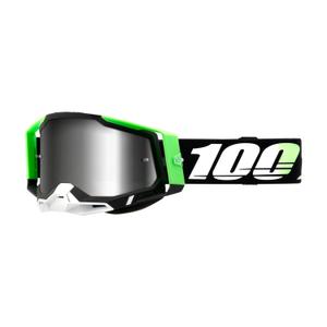 Ochelari de motocros 100% RACECRAFT 2 Calcutta verde-alb-negru (plexi argintiu)