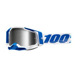 Ochelari de motocros 100% RACECRAFT 2 Isola alb-albastru (plexi argintiu)