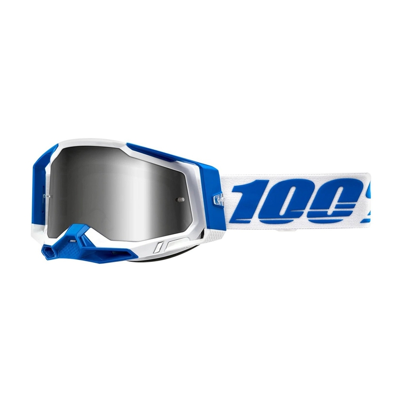 Ochelari de motocros 100% RACECRAFT 2 Isola alb-albastru (plexi argintiu)