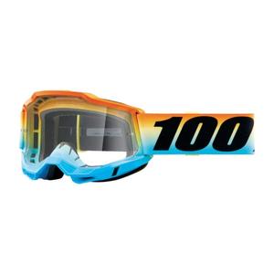 Ochelari de motocros 100% ACCURI 2 Sunset albastru-galben-portocaliu (plexi transparent)