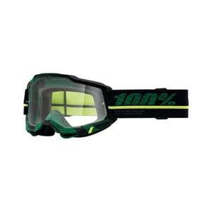 Ochelari de motocros 100% ACCURI 2 Overlord verde-galben-negru (plexi transparent)