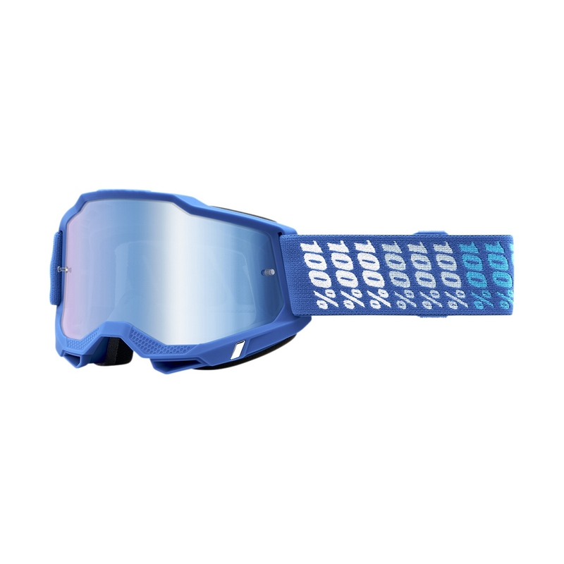 Ochelari de motocros 100% ACCURI 2 Yarger alb și albastru (plexi albastru)