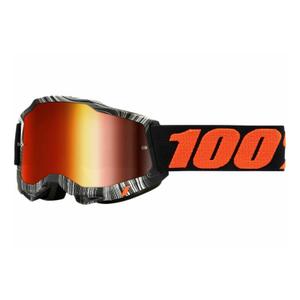 Ochelari de motocros 100% ACCURI 2 Geospace portocaliu-negru (plexi roșu)