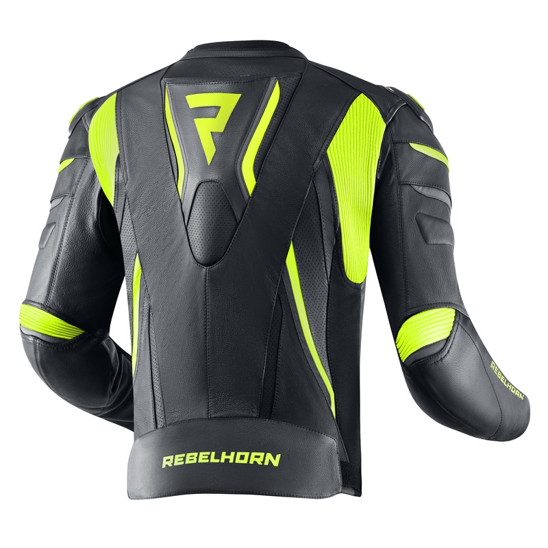 Jachetă de motociclist Rebelhorn Fighter negru-galben-fluo lichidare