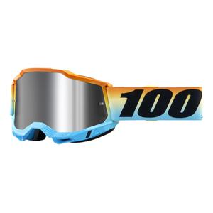 Ochelari de motocros 100% ACCURI 2 Sunset albastru-galben-portocaliu (plexi argintiu)