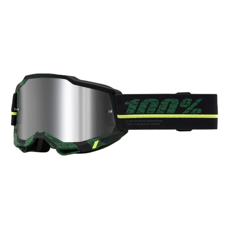 Ochelari de motocros 100% ACCURI 2 Overlord galben-verde-negru (plexi argintiu)